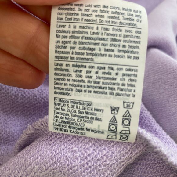 Champion Cropped Hoodie Sweatshirt Women Medium Pastel Purple Embroidered Floral - Picture 9 of 11